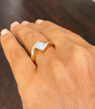 Load image into Gallery viewer, Princess Cut Moissanite Engagement Ring Tension Set Solitaire Wedding Ring Women's Bridal Ring Set 14k Solid Yellow Gold Ring For Her 1.00ct
