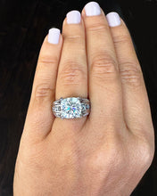 Load image into Gallery viewer, Cushion Cut Center Moissanite And CVD Round Cut Side Diamond Engagement Ring 14k Solid And Heavy White Gold Women's Wedding Ring 6.50ctw
