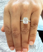 Load image into Gallery viewer, Cushion Cut Moissanite And Round Cut Sides Natural Diamonds Engagement Ring Solitaire Four Prong Wedding Ring 14K Solid Yellow Gold 5.00ctw
