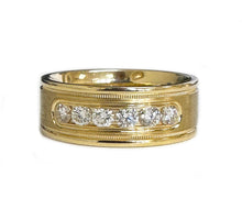 Load image into Gallery viewer, Round Cut Natural Diamonds Men's Ring Set In Men's 14K Solid And Heavy Yellow Gold Men's Band Channel Set Style Men's Diamond Band 0.50ctw
