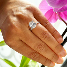 Load image into Gallery viewer, Oval Shape Moissanite and Round Cut Sides Engagement Ring For Her Wedding Ring Prong Set Bridal Propose Ring In 14k Solid White Gold 3.25ctw
