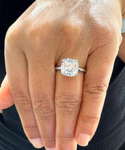 Load image into Gallery viewer, Cushion Cut Moissanite Engagement Ring Solitaire Bridal Ring For Her Wedding Anniversary Ring Minimalist 4.00ct Set In 14k Solid White Gold
