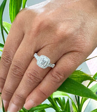 Load image into Gallery viewer, Cushion Cut Moissanite And Round Cut Side Cvd Diamond Engagement Ring Bezel Set Halo 14k Solid White Gold Bridal Wedding Ring 1.70ctw
