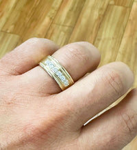 Load image into Gallery viewer, Round Cut Natural Diamonds Men's Ring Set In Men's 14K Solid And Heavy Yellow Gold Men's Band Channel Set Style Men's Diamond Band 0.50ctw
