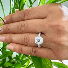 Load image into Gallery viewer, Cushion Cut And Round Cut Sides Diamond Engagement Ring Bezel Set Halo Design IGI Certified 14k Solid White Gold Bridal Wedding Ring 1.70ctw
