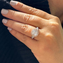 Load image into Gallery viewer, IGI Certified Cushion Cut And Round Cut Diamond Engagement Ring Bridal Wedding Bezel Set Halo 14k Solid White And Rose Gold 3.40ct F-VS2

