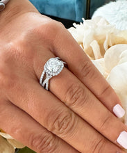 Load image into Gallery viewer, Cushion Cut and Round Cut Natural Diamond Engagement Ring And Matching Band Halo Style 14k Solid White Gold Wedding Bridal Set 2.50ctw
