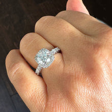 Load image into Gallery viewer, Round Cut Moissanite Engagement Ring Halo Style Ring Bridal Ring Women's Wedding Propose Ring  In 14k Solid White Gold Ring For Her 2.50ctw
