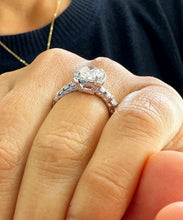 Load image into Gallery viewer, Round Cut Moissanite Engagement Ring Halo Style Ring Bridal Ring Women's Wedding Propose Ring  In 14k Solid White Gold Ring For Her 2.50ctw
