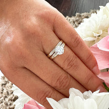 Load image into Gallery viewer, Round Cut Moissanite Engagement Ring And Matching Band Bridal Set Prong Set Wedding Set Ring And Band 14K Solid Yellow Gold Ring Set 1.90ctw

