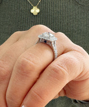 Load image into Gallery viewer, Cushion Cut Center And Round Cut Sides Diamond Engagement Ring Bridal Wedding Ring IGI Certified Double Halo 14k Solid White Gold 3.00ctw

