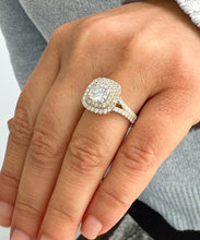 Load image into Gallery viewer, Cushion Cut Moissanite And Round Cut Sides Cvd Diamond Engagement Ring Double Halo Wedding Bridal Ring 14K Solid Yellow Gold 2.80ctw
