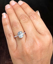Load image into Gallery viewer, Oval Shape Moissanite Engagement Ring and Round Sides 14k Solid Rose Gold Ring Wedding Ring Bridal Ring Propose Ring Four Prong Set 3.25ctw
