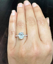 Load image into Gallery viewer, IGI Certified Oval Shape And Round Cut Sides Diamond Engagement Ring Minimalist Wedding Ring 14k Solid Rose Gold Bridal Ring 3.25ctw G-VS2
