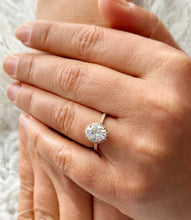 Load image into Gallery viewer, GIA Certified Natural Oval And Round Cut Diamond Engagement Ring Halo Wedding Ring Prong Set Bridal Propose Ring 14k Solid Rose Gold 1.90ctw
