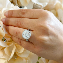 Load image into Gallery viewer, Cushion Cut Moissanite And Round Cut Cvd Diamond Engagement Ring Halo Style Bridal Ring Women's Wedding Ring 14k Solid White Gold 6.50ctw
