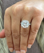 Load image into Gallery viewer, Cushion Cut Moissanite And Round Cut Cvd Diamond Engagement Ring Halo Style Bridal Ring Women's Wedding Ring 14k Solid White Gold 6.50ctw
