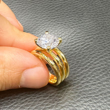 Load image into Gallery viewer, Round Cut Moissanite Engagement Ring Solitaire Four Prong Set Wedding Ring Right Hand Ring 14k Solid And Heavy Yellow Gold Ring For Her 4.00
