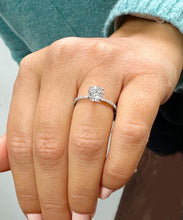 Load image into Gallery viewer, Round Cut Diamond Engagement Ring Set In IGI Certified 14k Solid White Gold Half Eternity Style Wedding Ring Prong Set Bridal Ring 1.35ctw
