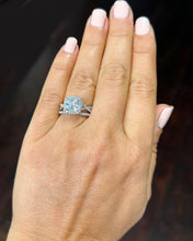 Load image into Gallery viewer, Cushion Cut Moissanite and Round Cut Sides Cvd Diamond Engagement Ring And Band 14k Solid White Gold Halo Wedding Bridal Set 3.00ctw

