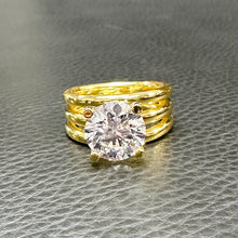 Load image into Gallery viewer, Round Cut Moissanite Engagement Ring Solitaire Four Prong Set Wedding Ring Right Hand Ring 14k Solid And Heavy Yellow Gold Ring For Her 4.00

