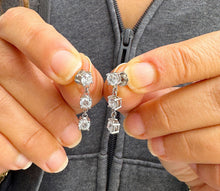 Load image into Gallery viewer, Round Cut Moissanite Dangling Earrings Bridal Gift Set In 14K Solid White Gold Wedding Anniversary gift Studs Style In Prong set 2.00ctw
