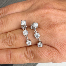 Load image into Gallery viewer, Round Cut Diamond Dangling Earrings Prong Set In 14k Solid White Gold Wedding Gift Prong Set Earrings Anniversary Bridal Gift For Her 1.80ct
