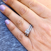 Load image into Gallery viewer, Princess Cut Moissanite Ring and Matching Band And Round Cut Sides Engagement Ring And Band Wedding Bridal Set 14k Solid White Gold 2.00ctw
