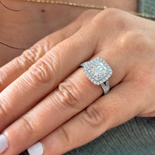 Load image into Gallery viewer, Cushion Cut Moissanite And Round Cut Sides Engagement Ring Double Halo Wedding Ring Women's Bridal Ring For Her 14k Solid White Gold 3.00ctw
