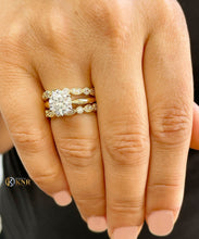 Load image into Gallery viewer, Round Cut Moissanite Engagement Ring And Two Matching Bands Set In 14k Solid Yellow Gold Filigree Antique Style Bridal Wedding Set 2.75ctw
