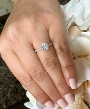 Load image into Gallery viewer, Round Cut Moissanite Center and Round Cut Sides Engagement Ring Dainty 14k Solid White Gold Wedding Bridal Ring Half Eternity Style 1.60ctw
