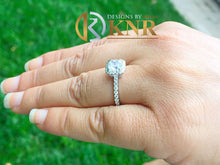 Load image into Gallery viewer, Cushion Cut Moissanite Engagement Ring And Round Cut Sides Bridal Ring Halo Style Ring 14k Solid White Gold Wedding Ring For Her 1.90ctw
