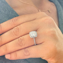 Load image into Gallery viewer, Cushion Cut Moissanite And Round Cut Sides Engagement Ring Halo Style Propose Ring Bridal Wedding Ring For Her 14K Solid White Gold 2.50ctw
