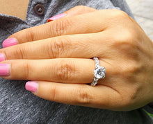 Load image into Gallery viewer, Round Cut Moissanite Engagement Ring Eternity Style Bridal Ring Prong Set Wedding Ring Set In 14k Solid White Gold Propose Ring For Her 4.00
