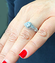Load image into Gallery viewer, Round Cut Moissanite Engagement Ring Antique Style Wedding Ring Filigree Bridal Ring  In 14k Solid White Gold Women's Propose Ring 2.05ctw
