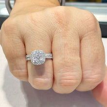 Load image into Gallery viewer, Cushion Cut Moissanite and Cvd Round Cut Diamond Engagement Ring And Matching Band 14K Solid White Gold Wedding Set Halo Bridal Set 2.00ctw
