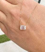 Load image into Gallery viewer, Emerald Moissanite Bezel Solitaire Necklace And Chain Pendant Bridal Gift Wedding And Anniversary Gift Women's 14k Solid Yellow Gold 2.00ct
