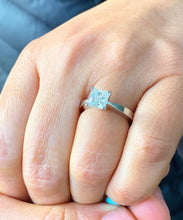 Load image into Gallery viewer, Princess Cut Moissanite Engagement Ring Solitaire Prong Setting Bridal Ring Tapered Wedding Ring 14k Solid White Gold Ring For Her 1.20ct
