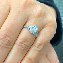 Load image into Gallery viewer, Round Cut Moissanite Engagement Ring Halo Style Deco Filigree Design Wedding Bridal Ring 14k Solid White Gold Women's Ring For Her 1.70ctw
