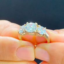 Load image into Gallery viewer, Round Cut Moissanite Engagement Ring Three Stone Ring Style Wedding Bridal Ring Prong Set In 14k Solid Yellow Gold Ring For Her 1.85ctw
