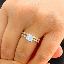 Load image into Gallery viewer, Asscher Cut Moissanite Engagement Ring and Round Cut Sides Wedding Ring And Matching Band Bridal Set Propose Ring Minimalist Style 1.50ctw
