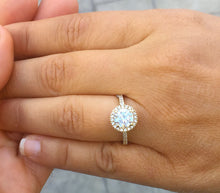 Load image into Gallery viewer, Round Cut Moissanite Engagement Ring Prong Set Wedding Bridal Ring Halo Style Propose Ring For Her 14k Solid Yellow Gold Women's Ring 1.50ct
