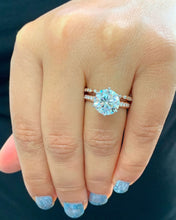 Load image into Gallery viewer, Round Cut Moissanite Engagement Ring And Band And Round Cut Sides 4.50ct 14k Solid Rose Gold Wedding Ring And Matching Band Half Eternity
