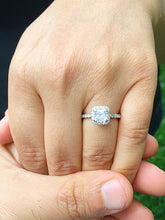Load image into Gallery viewer, Cushion Cut Moissanite And Round Cut Sides Engagement Ring Halo Style Bridal Ring Women's Wedding Ring For Her 14k Solid White Gold 1.80ctw
