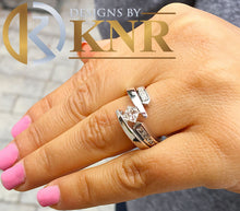 Load image into Gallery viewer, Princess Cut Diamond Engagement Ring And Matching Band Tension Set Ring 14k Solid And Heavy White Gold Bridal Ring Wedding Ring Set 1.20ctw
