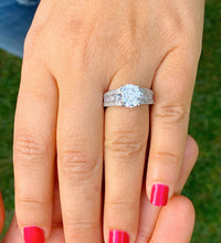 Load image into Gallery viewer, Round Cut Moissanite And Round Cut Sides Engagement Ring Filigree Style Wedding Anniversary Bridal Ring In 14k Solid White Gold 3.50ctw
