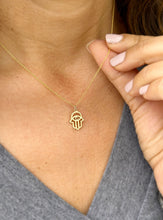 Load image into Gallery viewer, Hamsa Style Pendent And Chain in 14K Solid Yellow Gold Necklace Minimalist Style Wedding Bridal And Anniversary Gift For Her Gold Chain
