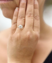Load image into Gallery viewer, Round cut Moissanite Engagement Ring Solitaire 14k Solid Yellow Gold Bridal Wedding Ring For Her Anniversary Ring Four Prong Set 2.00ctw

