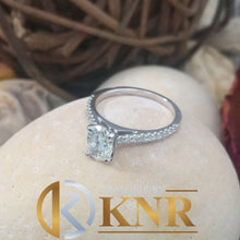Load image into Gallery viewer, Oval Cut Moissanite Engagement Ring And Round Cut Sides 14k Solid White Gold Wedding Ring Anniversary Ring Bridal Ring Propose Ring 1.20ctw
