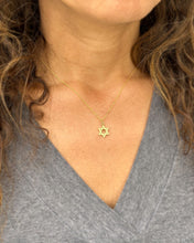Load image into Gallery viewer, Star Of David Style Pendent And Chain in 14K Solid Yellow Gold Necklace Minimalist Style Wedding Bridal And Anniversary Women's Gift For Her
